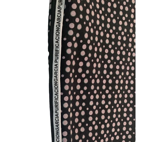 PURIFICACION GARCIA Black + Silver Polka Dot Side-Seam Logo Trousers Size 12 - Picture 6 of 8